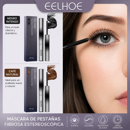 Máscara de pestañas con fibras de seda.
